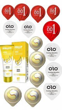 Набір All OLO 15 шт та Лубрикант  OLO SWEET SECRET з ароматом банана 120ml SOS219 фото