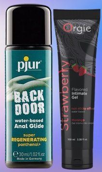 Набор лубрикантов pjur backdoor Regenerating 30 мл + LUBE TUBE клубника, 100 мл ORGIE LB535 фото