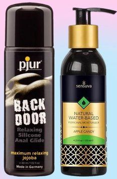 Набор лубрикантов pjur backdoor anal Relaxing jojoba silicone 30 мл + Sensuva Natural Water-Based Apple Candy (125мл) LB706 фото