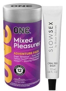 Комплект 12 шт ONE Mixed Pleasures + Стимулирующий бальзам Bijoux Indiscrets Slow Sex Oral sex balm SOS6103 фото