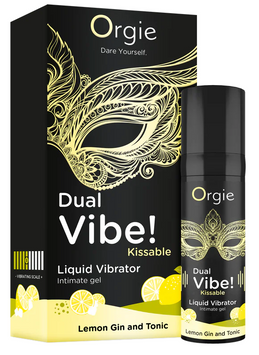 Оральний рідкий вібратор зі смаком коктейлю Джин-Тонік з Лимоном Orgie Dual Vibe! Lemon Gin and Tonic, 15 мл 17557 фото