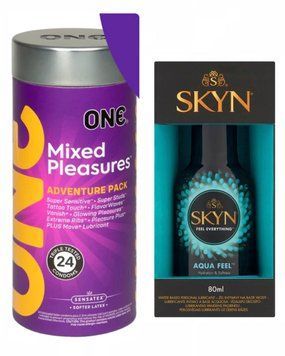 ONE Mixed Pleasures 24 шт та Лубрикант SKYN AQUA FEEL 80 мл SOS632 фото