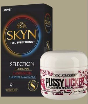 Набір Skyn Selection 9 шт + Гель Doc Johnson Pussy Licker Strawberry (56 г) SOS5077 фото