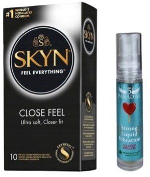 Набір з SKYN Close Feel (10 шт) +  рідкий вібратор 5th Paradise Liquid Vibrator &mdash; Льодяник (10 мл)  SOS9761 фото