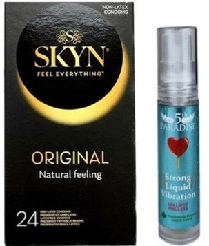 Набір з SKYN ORIGINAL 24 шт + Рідкий вібратор 5th Paradise Liquid Vibrator &mdash; Льодяник (10 мл)  SOS9961 фото