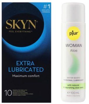 Комплект Skyn Exstra Lube 10 шт + pjur Woman Aloe 100 мл SOS13313 фото