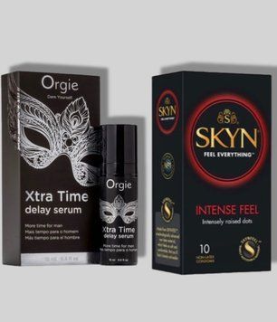 SKYN Intense Feel 10 шт + Пролонгатор Orgie Xtra Time Delay Serum, 15 мл SOS5652 фото