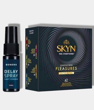 SKYN Pleasures, 42 шт-6 видів + Пролонгатор Boners Delay Spray SOS5702 фото