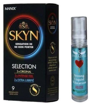 Набір з SKYN Selection (9 шт) + Рідкий вібратор потужний смак: льодяник, 10 мл 5th Paradise SOS9651 фото