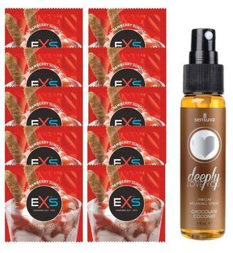 EXS STRAWBERRY SUNDAE 10 шт + Sensuva Deeply Love You Chocolate Coconut (29 мл) SOS14055 фото