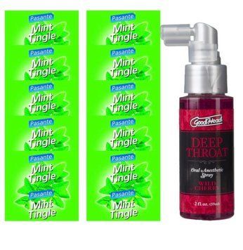 Комплект Pasante Mint Tingle 10 шт + Doc Johnson GoodHead DeepThroat Spray Wild Cherry (59 мл) SOS13905 фото