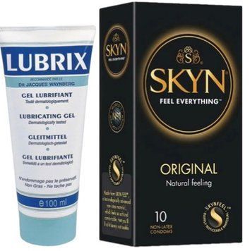 Набор из Лубрикант на водной основе Lubrix (100 мл) + SKYN Original 10 шт. SOS8797 фото
