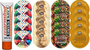 Набор из Swiss Navy Water-Based 10 мл + ONERibs + ONE Vanish + ONETattoo + ONE Legend XL SOS8549 фото