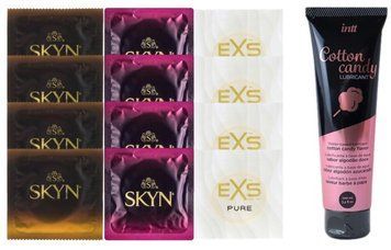 Комплект: Лубрикант Intt Cotton Candy (100мл) +8 шт. SKYN+4 шт. EXS Pure SOS10459 фото