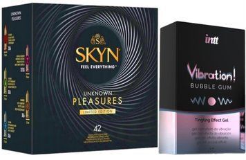 Набір з SKYN Pleasures (42 шт) + Рідкий вібратор Intt Vibration Bubble Gum (15 мл) SOS10011 фото