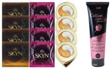 Комплект: Лубрикант Intt Cotton Candy (100 мл) + 8 шт SKYN + 4 шт OLO з пролонгуючим ефектом SOS10407 фото
