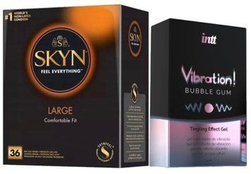 Набір з SKYN Large (36 шт) + Рідкий вібратор Intt Vibration Bubble Gum (15 мл) SOS9911 фото