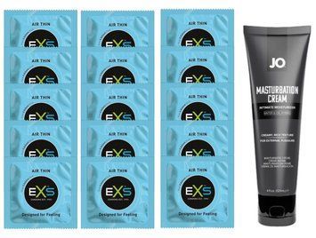 Комплект EXS Air Thin 15 шт + JO Masturbation Cream SOS14753 фото