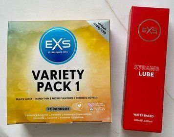 Набор EXS Mixed Variety Pack 1, 48 шт. - Лубрикант EXS Strawberry Lube Water Based 100 мл SOS3205 фото