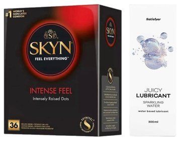 Набор Лубрикант Satisfyer Sparkling Water 300мл + Skyn ​​Intense feel 36 шт. SOS12711 фото