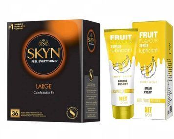 Набір : SKYN Large (36 шт) та Лубрикант OLO SWEET SECRET с ароматом банана 120ml SOS50 фото