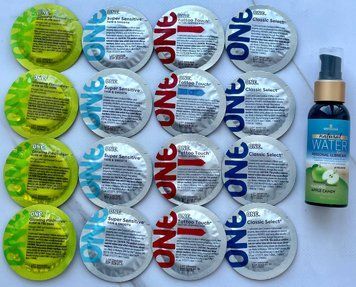 Набор 16 штук ONE Super Sensitive, Tattoo Touch, Glowing Pleasures, Classic + Sensuva Natural Water-Based Apple Candy (57 мл) SOS3897 фото