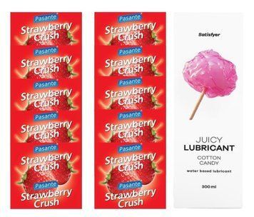 Комплект Pasante Strawberry 10шт. + Лубрикант Satisfyer Juicy Lubricant Cotton Candy 300 мл SOS11660 фото