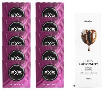 Набор: EXS Extra Thick 10 шт. + Лубрикант Satisfyer Crazy Crave 300 мл SOS11168 фото