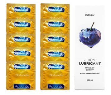 Набор Pasante Naturelle 10 шт. + Лубрикант Satisfyer Breezy Berry (300 мл) SOS12059 фото