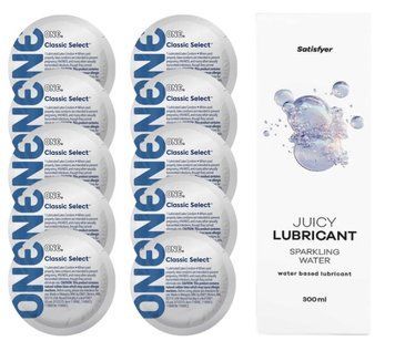 Комплект ONE Classic 10 шт. + Лубрикант Satisfyer Juicy Lubricant Sparkling Water (300 мл) SOS12309 фото