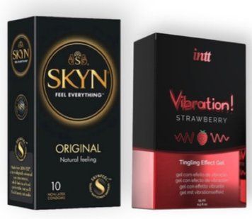 SKYN Original 10 шт + Intt Vibration Strawberry (15 мл) SOS6826 фото