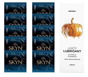 Комплект SKYN Extra Lube 10 шт. + Лубрикант Satisfyer Juicy Lubricant Playful Pumpkin 300 мл SOS12561 фото