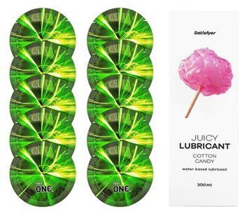 Комплект One Glowing 10 шт. + Лубрикант Satisfyer Juicy Lubricant Cotton Candy (300 мл) SOS12209 фото