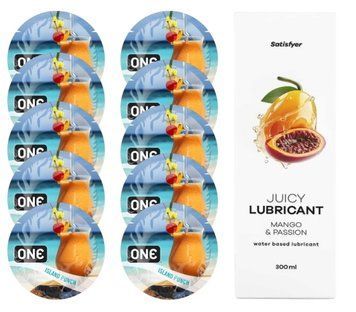 Набор One Island Punch 10 шт. + Лубрикант Satisfyer Mango & Passion 300 мл SOS12409 фото