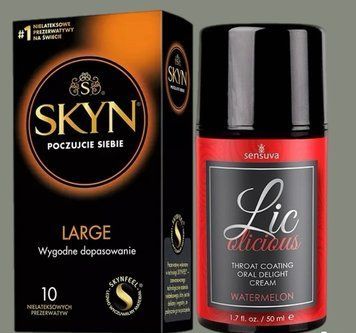 Комплект SKYN Large 10 шт + Гель Sensuva - Lic-o-licious Watermelon (50 мл) SOS5561 фото