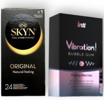 SKYN ORIGINAL 24 шт + Intt Vibration Bubble Gum (15 мл) SOS6876 фото