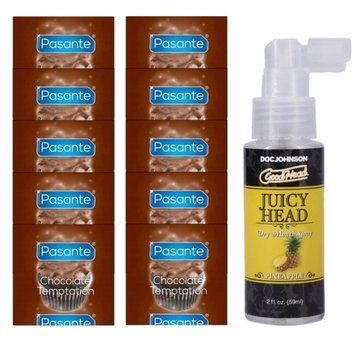 Pasante Chocolate Temptation 10 шт + Doc Johnson GoodHead &ndash; Juicy Head Pineapple (59 мл) SOS14005 фото