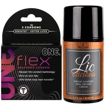 Комплект 3 шт ONE Flex + Гель Sensuva Lic-o-licious Salted Caramel (50 мл) SOS6145 фото