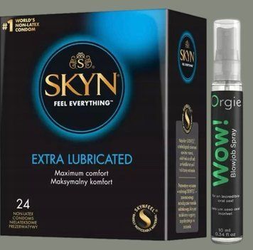 Набор SKYN Extra Lube 24 шт. + Спрей WOW! ментол: 10 мл. ORGIE SOS5852 фото