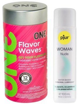 Комплект ONE Flavor Waves 12 штук + Pjur Woman Nude 100 мл SOS12973 фото