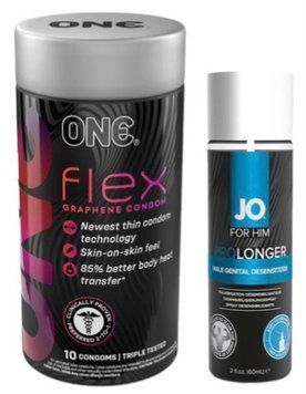 Набор из 10 шт ONE Flex графен + Пролонгатор System JO Prolonger Spray with Benzocaine (60 мл) SOS9283 фото