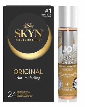 Комплект:  SKYN ORIGINAL 24 шт. + Лубрикант System JO H2O Vanilla Cream SOS11278 фото
