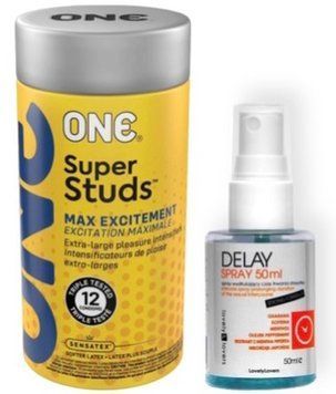 Набор 12 шт ONE Super Studs + LOVELY LOVERS DELAY SPRAY 50 ML SOS9016 фото