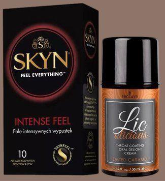 Комплект SKYN Intense Feel 10 шт + Гель Sensuva - Lic-o-licious Salted Caramel (50 мл) SOS5611 фото
