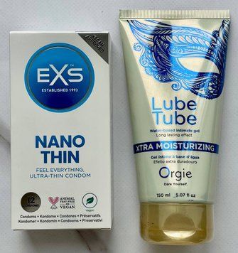 Набор EXS NANO Thin 12 шт. - Лубрикант LUBE TUBE XTRA, 150 мл ORGIE SOS3264 фото