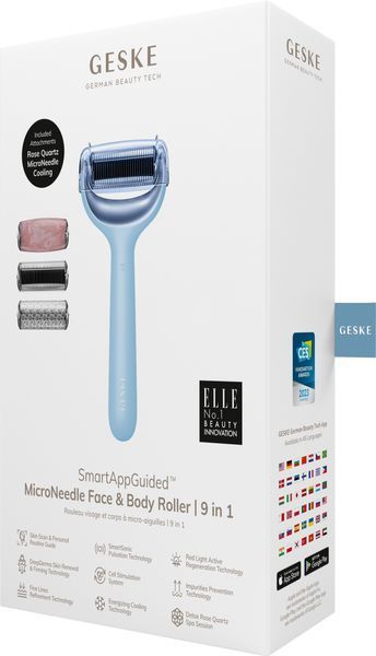 Роллер для игловой мезотерапии лица и тела GESKE MicroNeedle Face&Body Roller 9в1 aquamarine HB0215 фото