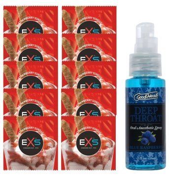 EXS STRAWBERRY SUNDAE 10 шт + Doc Johnson DeepThroat Spray &ndash; Blue Raspberry (59 мл) SOS14064 фото