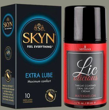 Набір Skyn Extra Lube 10 штук + Гель Sensuva - Lic-o-licious Watermelon (50 мл) SOS5193 фото