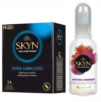 Комплект: SKYN Extra Lube 24 шт. + Лубрикант Skyn Natural Harmony 80 мл SOS11769 фото