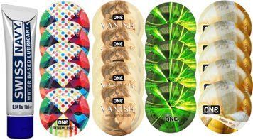 Набор из Swiss Navy Water-Based 10 мл + ONERibs + ONE Vanish + ONE Glowing + ONEBanana SOS8509 фото